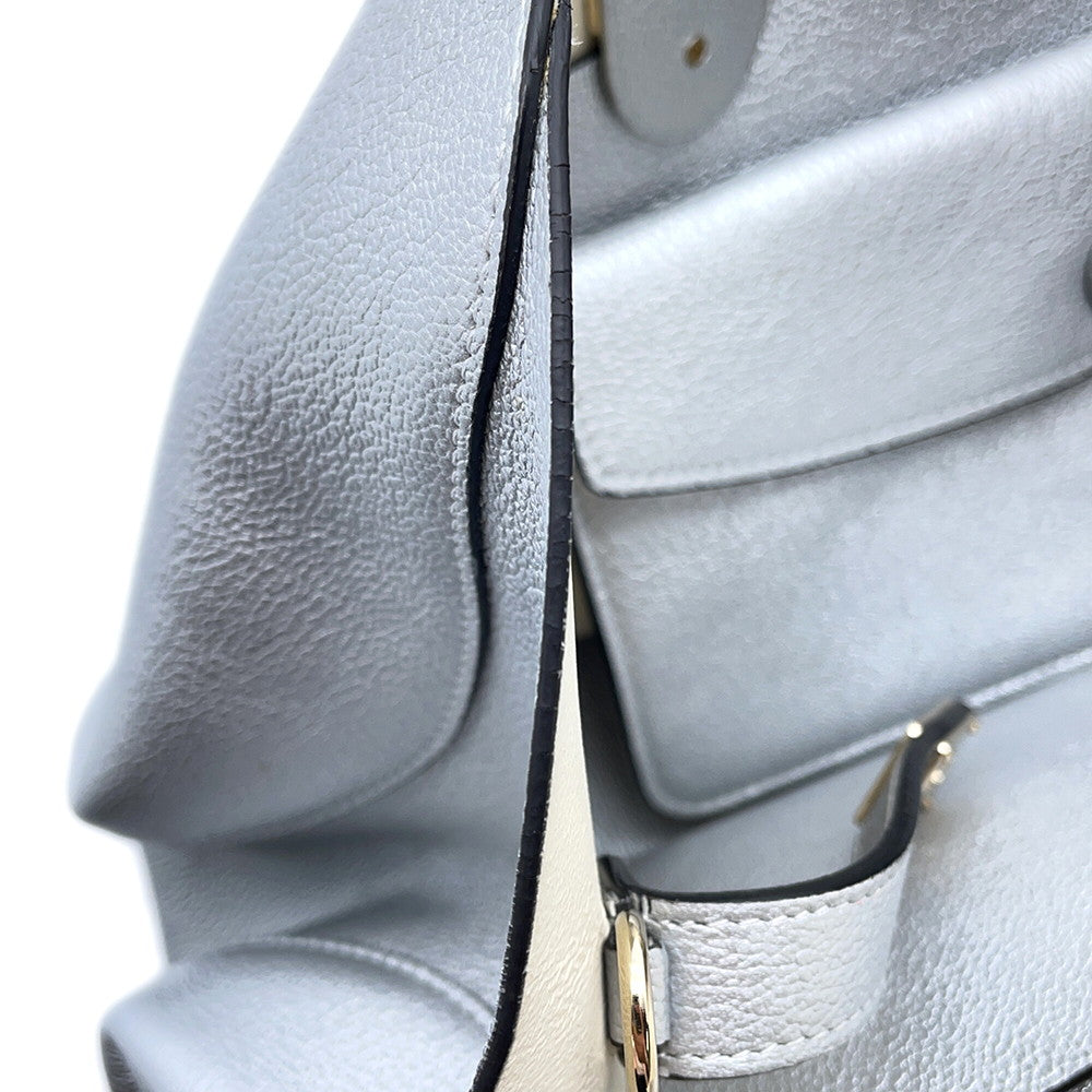 Dior Open Bar 2WAY Handbag Silver Leather