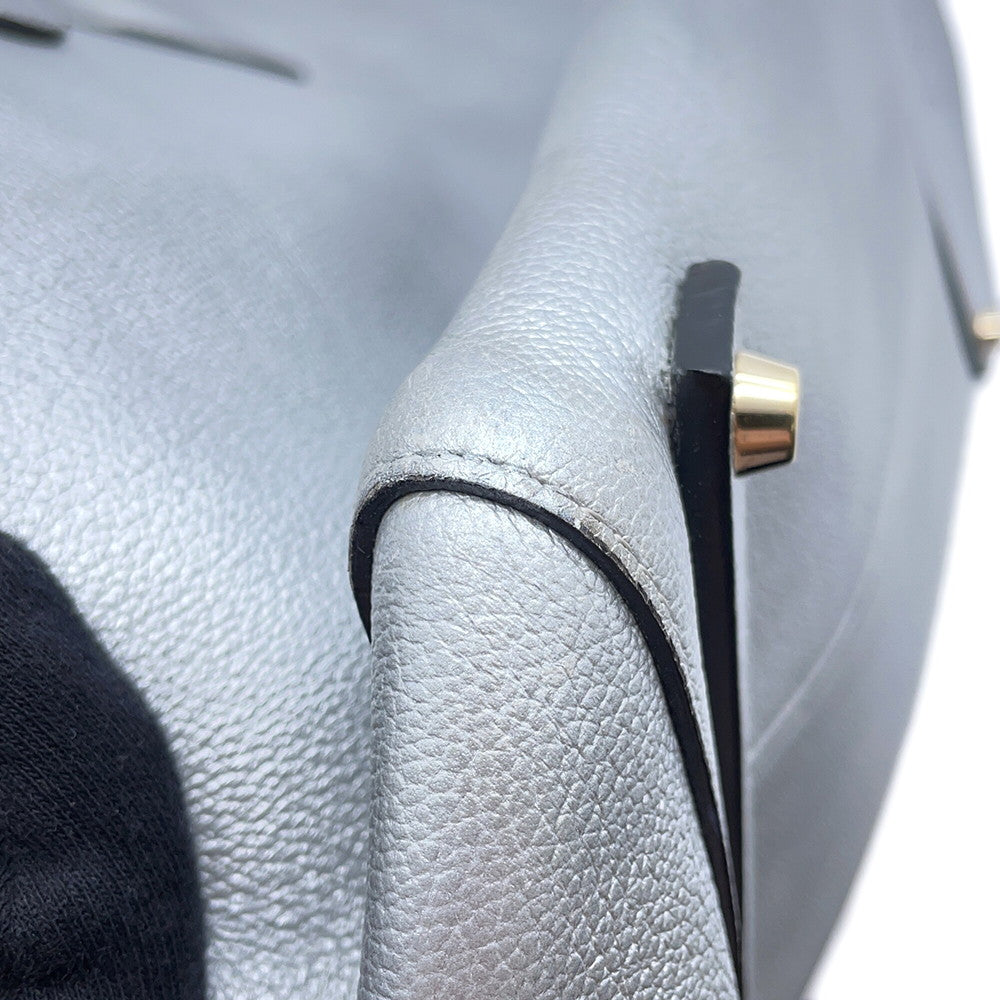 Dior Open Bar 2WAY Handbag Silver Leather