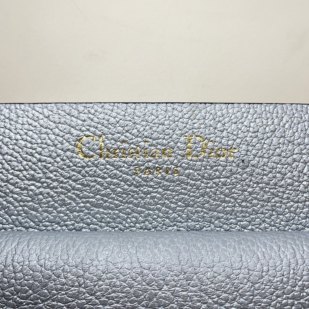 Dior Open Bar 2WAY Handbag Silver Leather