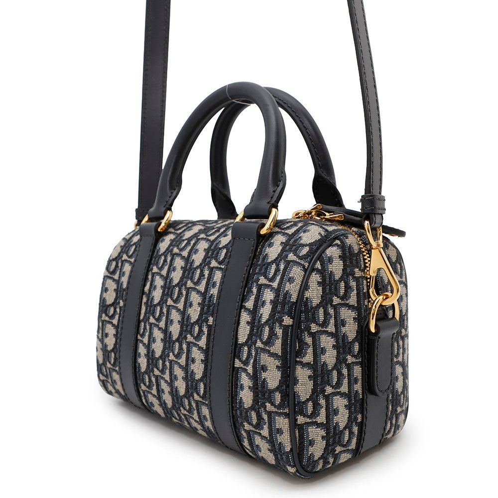 Dior Oblique Dior Groove 20 NavyM1364UTZQ Jacquard Calf Leather Size Small