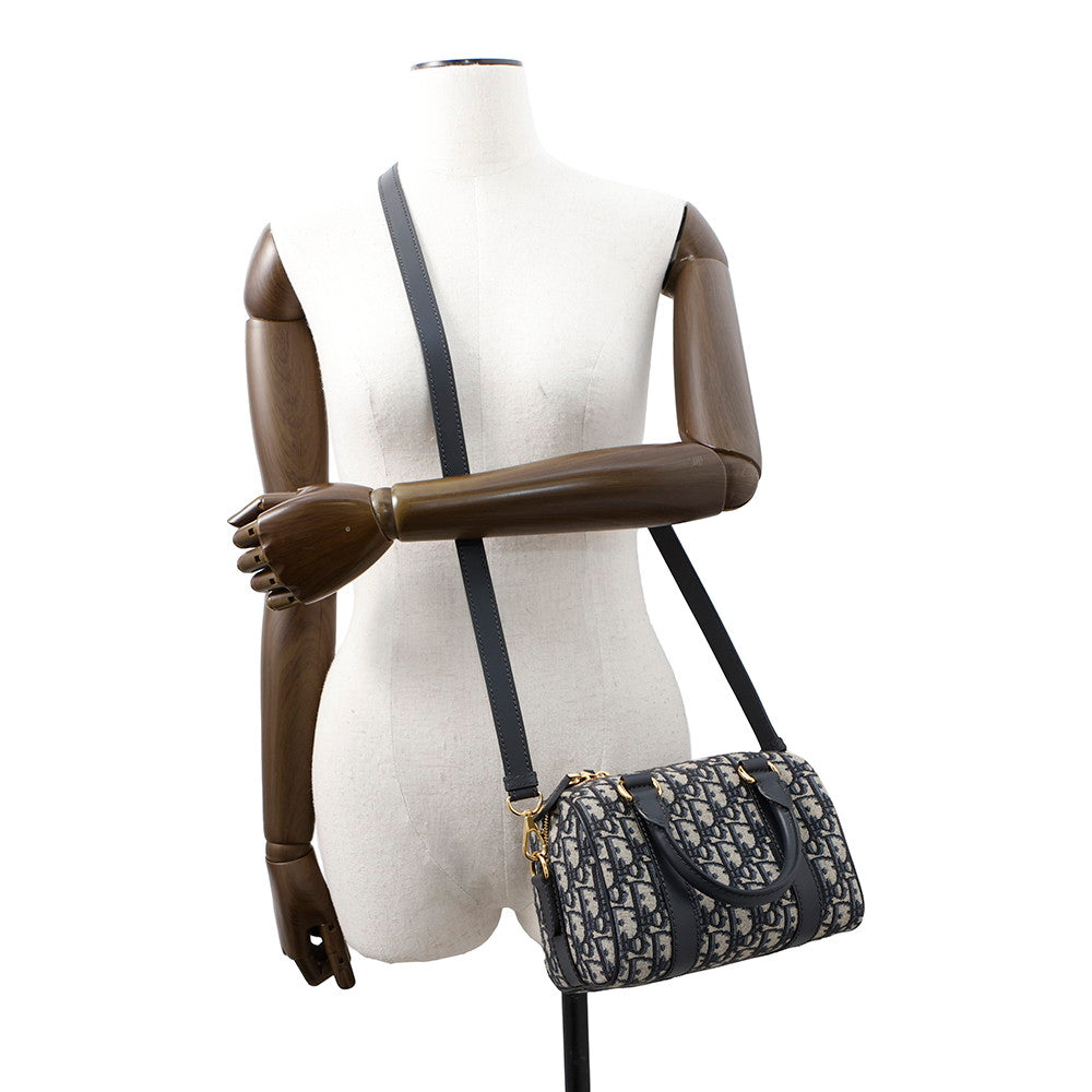 Dior Oblique Dior Groove 20 NavyM1364UTZQ Jacquard Calf Leather Size Small