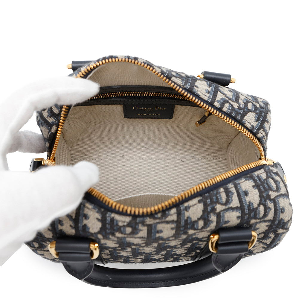 Dior Oblique Dior Groove 20 NavyM1364UTZQ Jacquard Calf Leather Size Small