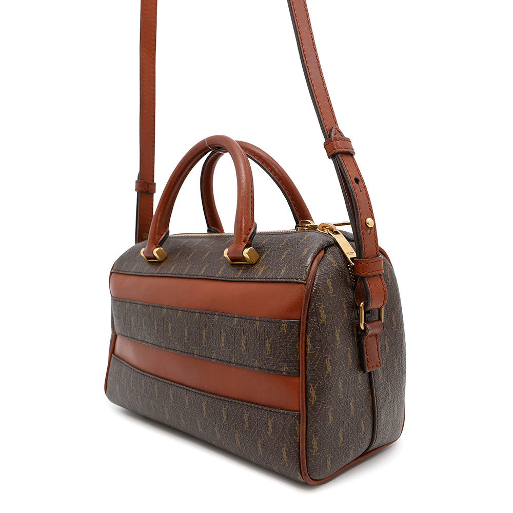 SAINT LAURENT PARIS Baby Duffle 2WAY Handbag Brown533481 PVC Leather
