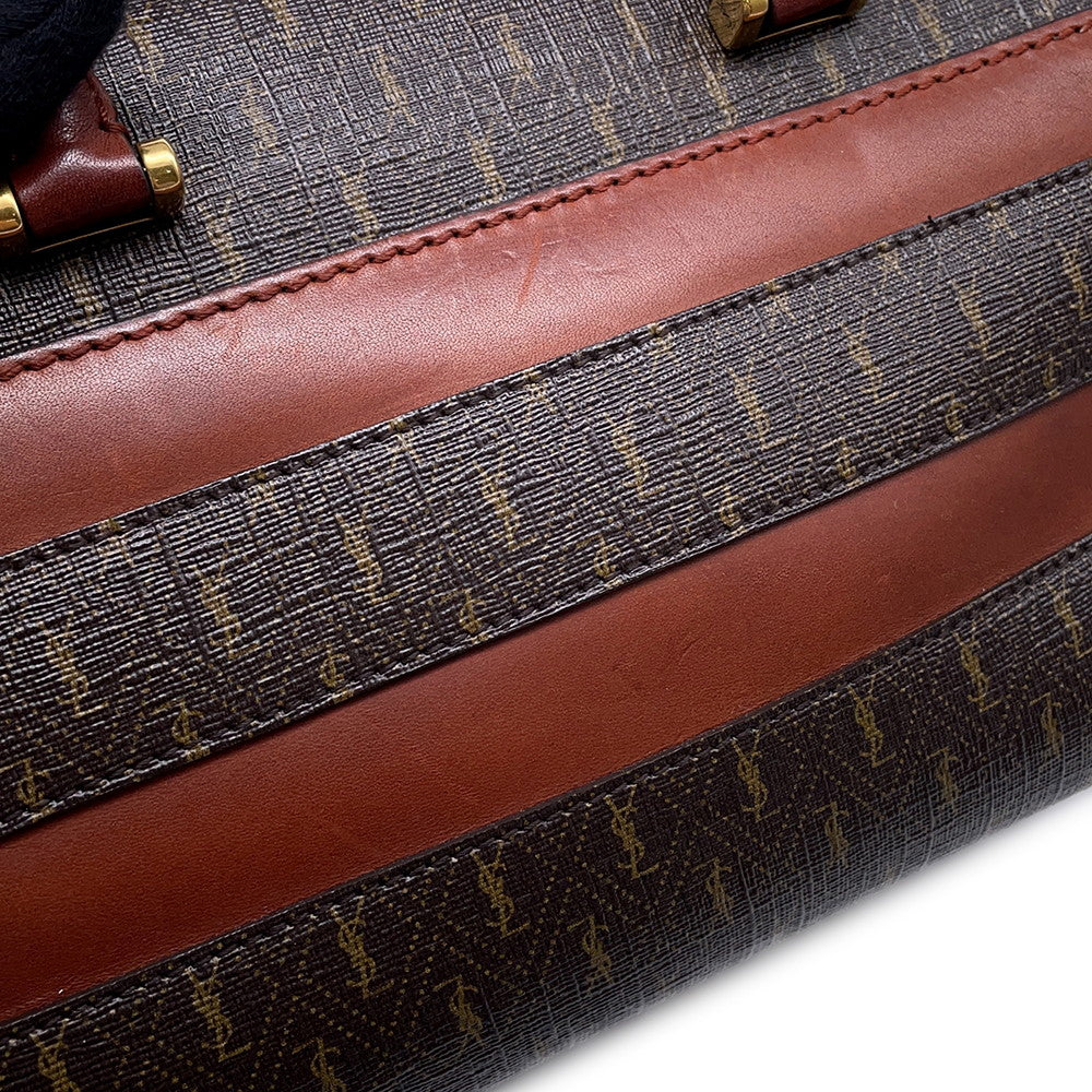 SAINT LAURENT PARIS Baby Duffle 2WAY Handbag Brown533481 PVC Leather