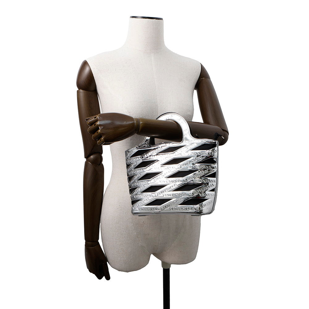 BALENCIAGA Neo Basket 2WAY Handbag Silver630708 Patent Leather