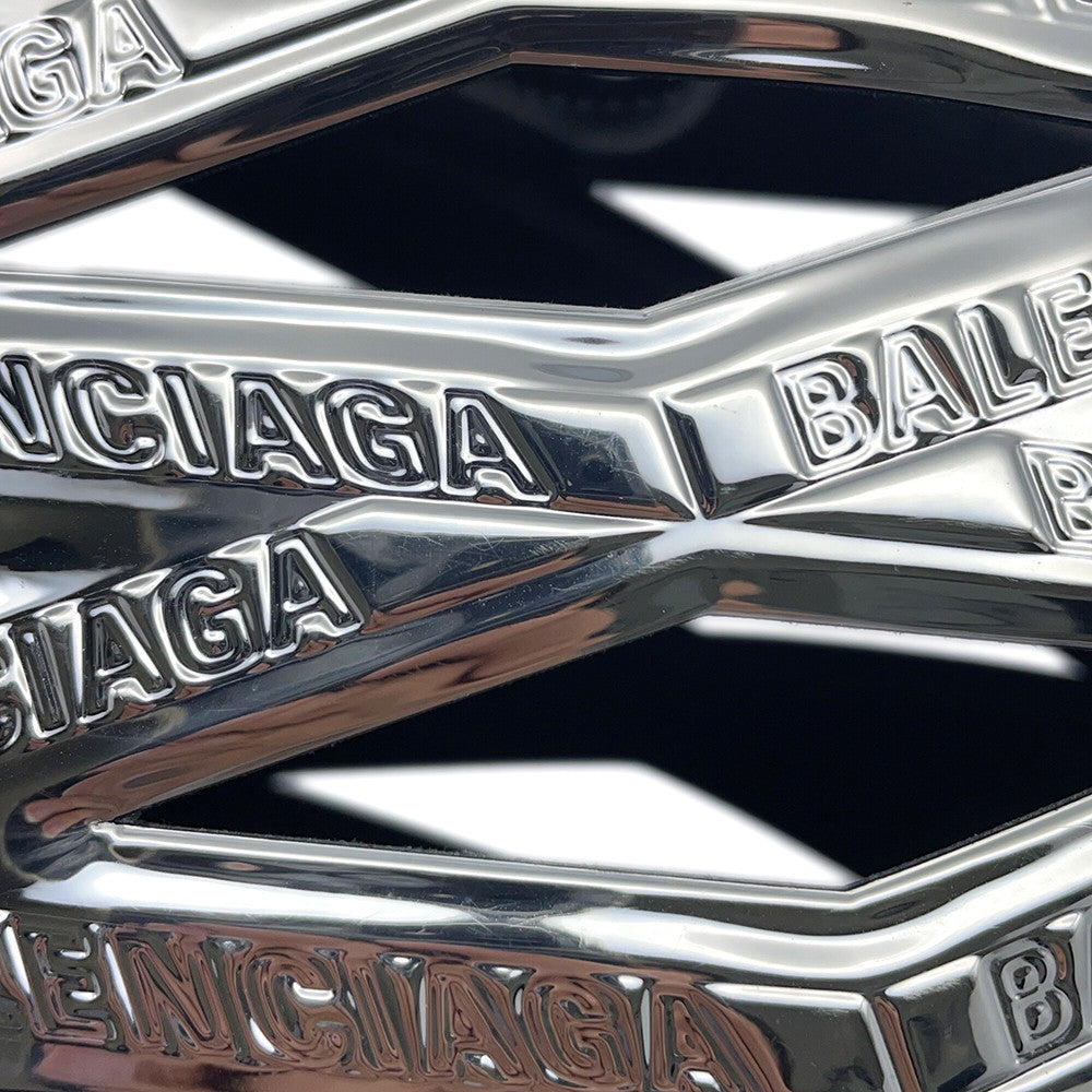 BALENCIAGA Neo Basket 2WAY Handbag Silver630708 Patent Leather
