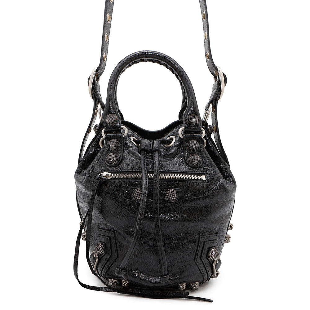 BALENCIAGA Le Cagole Small Bucket Bag Black702432 Leather