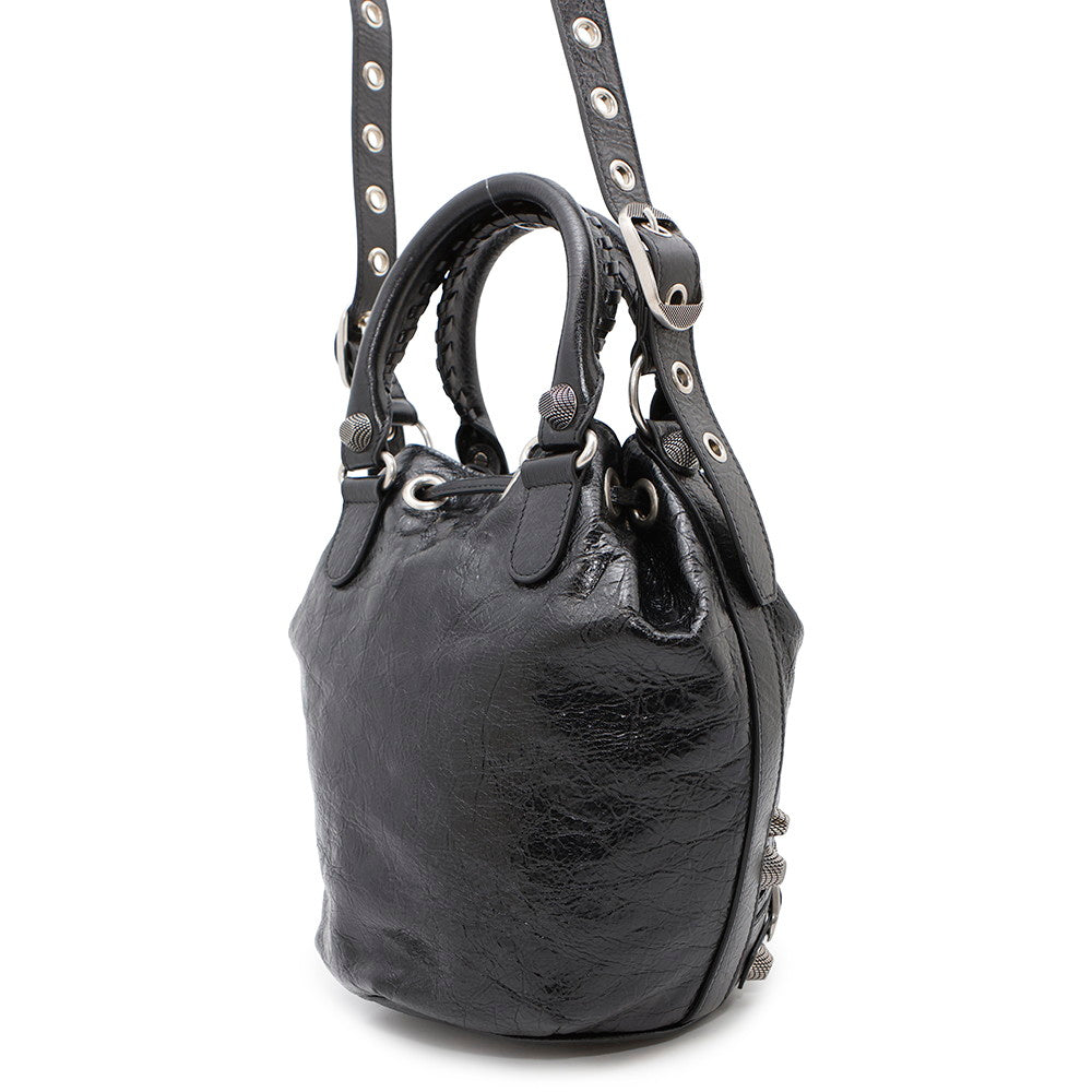 BALENCIAGA Le Cagole Small Bucket Bag Black702432 Leather