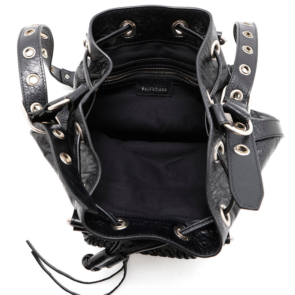 BALENCIAGA Le Cagole Small Bucket Bag Black702432 Leather