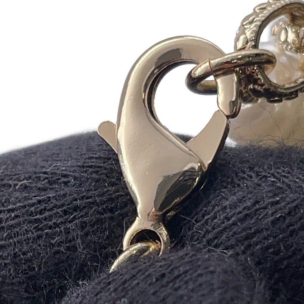 CHANEL CC Logo Faux Pearl Necklace Gold/White Gold Plated