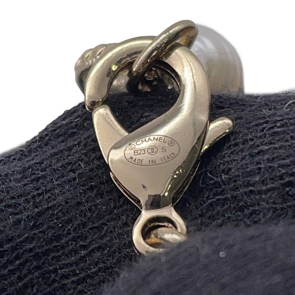 CHANEL CC Logo Faux Pearl Necklace Gold/White Gold Plated