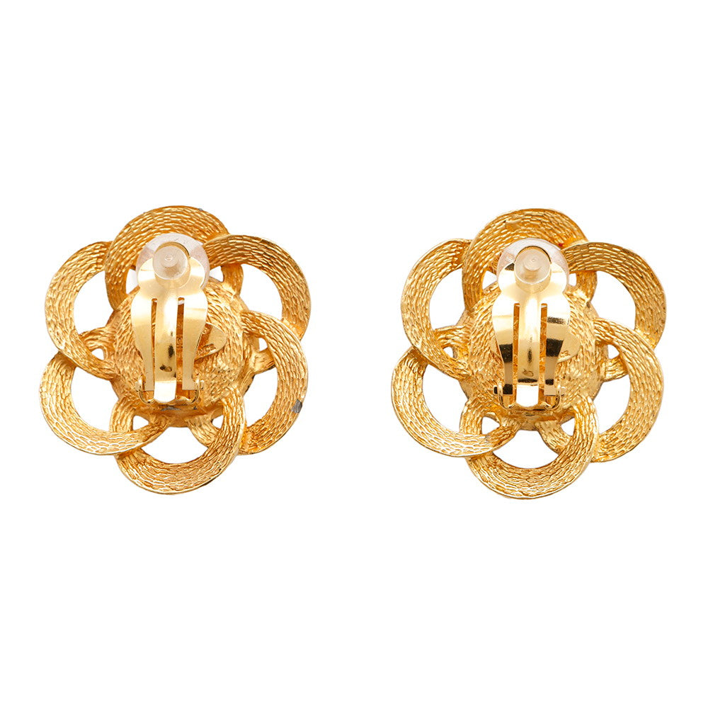 CHANEL Flower motif Earring Gold Gold Plated