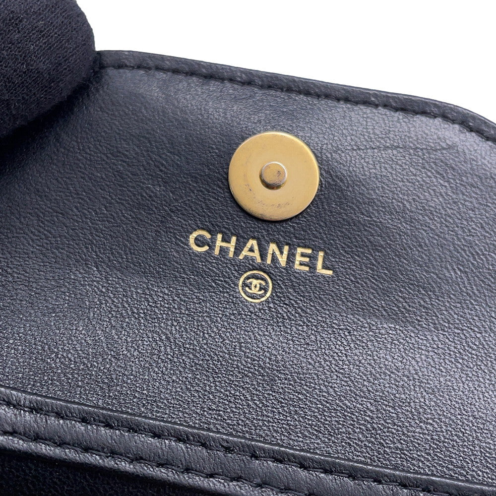 CHANEL Matelasse Ball Chain Mini Pouch Black Lambskin
