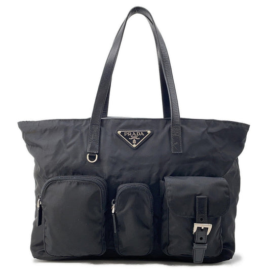 PRADA Handbag Black Nylon Leather