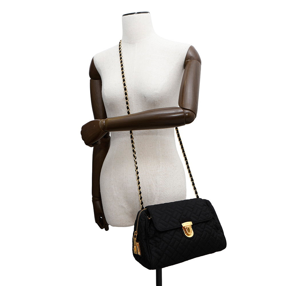 PRADA Quilted ChainShoulder Bag BlackBR4965 Nylon