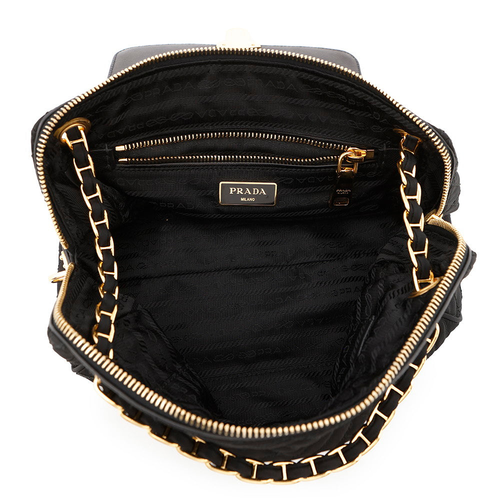 PRADA Quilted ChainShoulder Bag BlackBR4965 Nylon