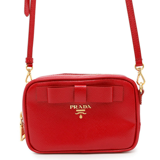 PRADA Camera Shoulder Bag Red Patent Leather