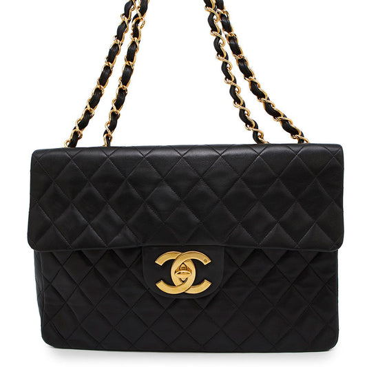 CHANEL Jumbo Matelasse ChainShoulder Bag BlackA01094 Lambskin Size 34