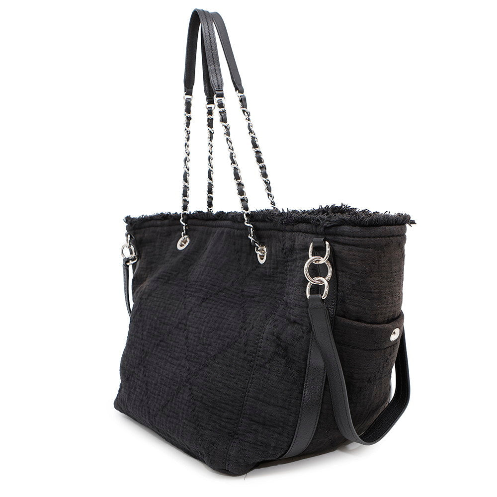 CHANEL CC Logo 2wayChainTote Bag BlackA57168 Cotton Leather