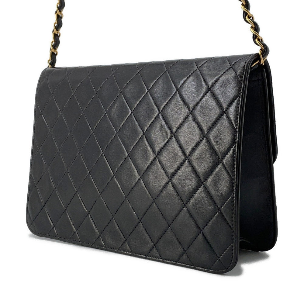 CHANEL Matelasse Push Lock ChainShoulder Bag Black Lambskin
