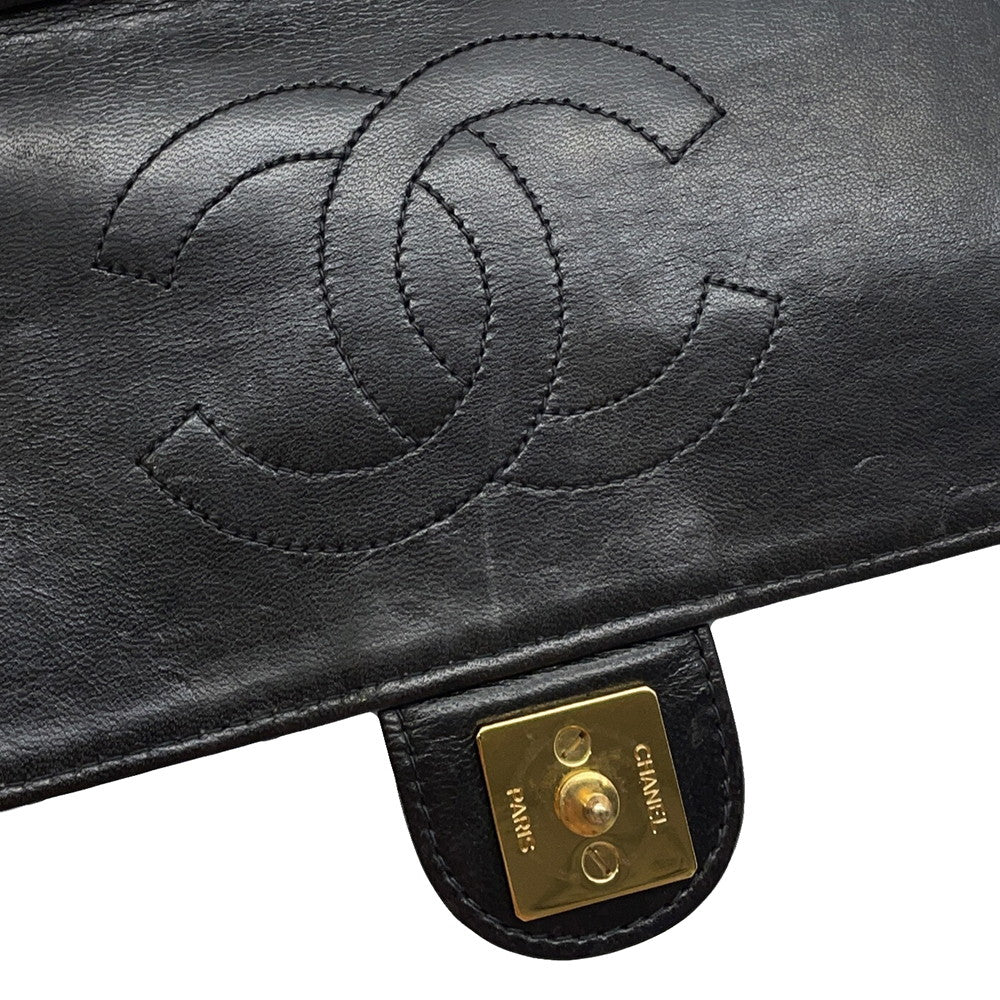 CHANEL Matelasse Push Lock ChainShoulder Bag Black Lambskin