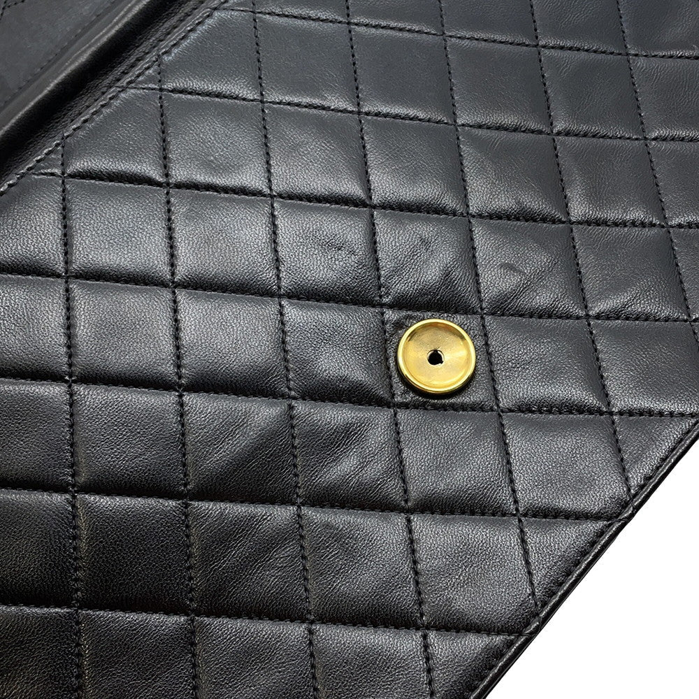 CHANEL Matelasse Push Lock ChainShoulder Bag Black Lambskin