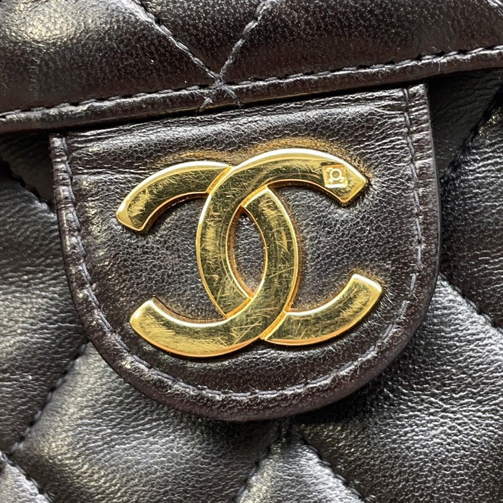 CHANEL Matelasse Push Lock ChainShoulder Bag Black Lambskin
