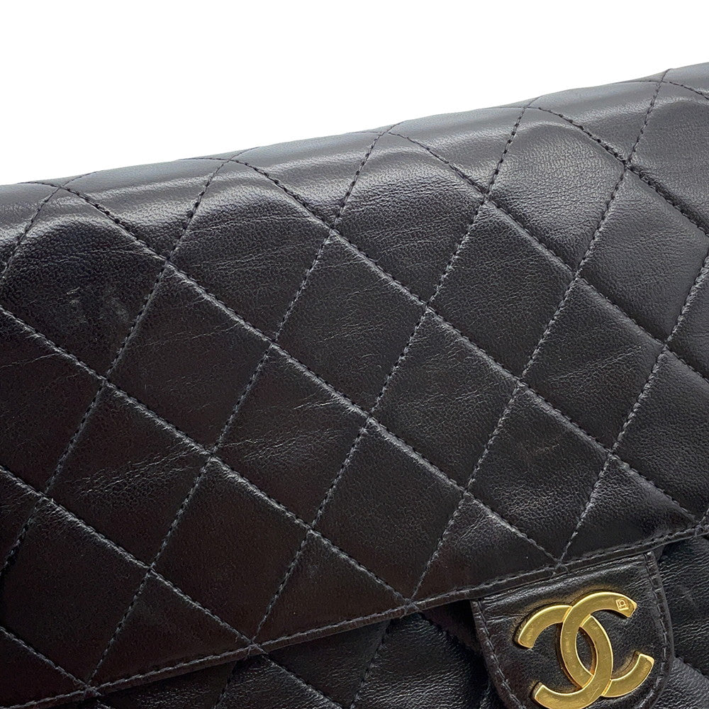 CHANEL Matelasse Push Lock ChainShoulder Bag Black Lambskin