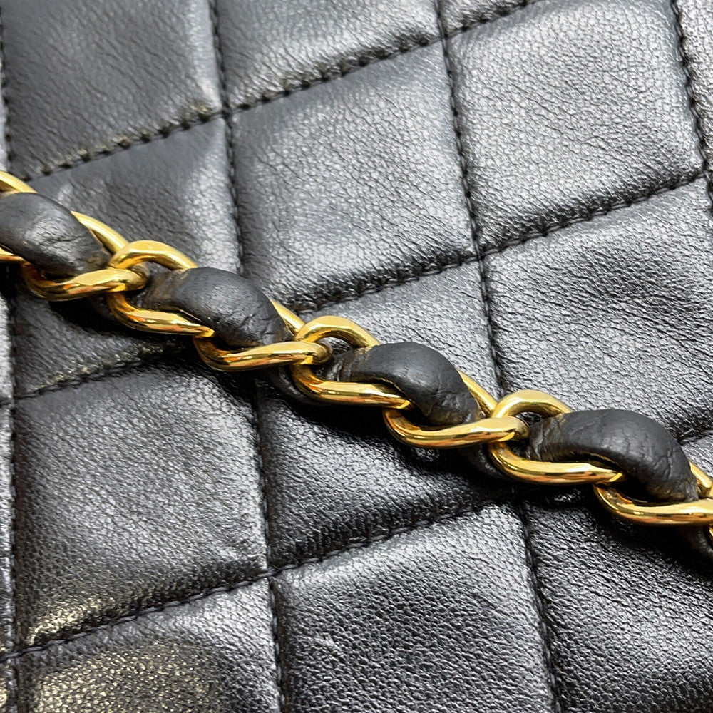 CHANEL Matelasse Push Lock ChainShoulder Bag Black Lambskin