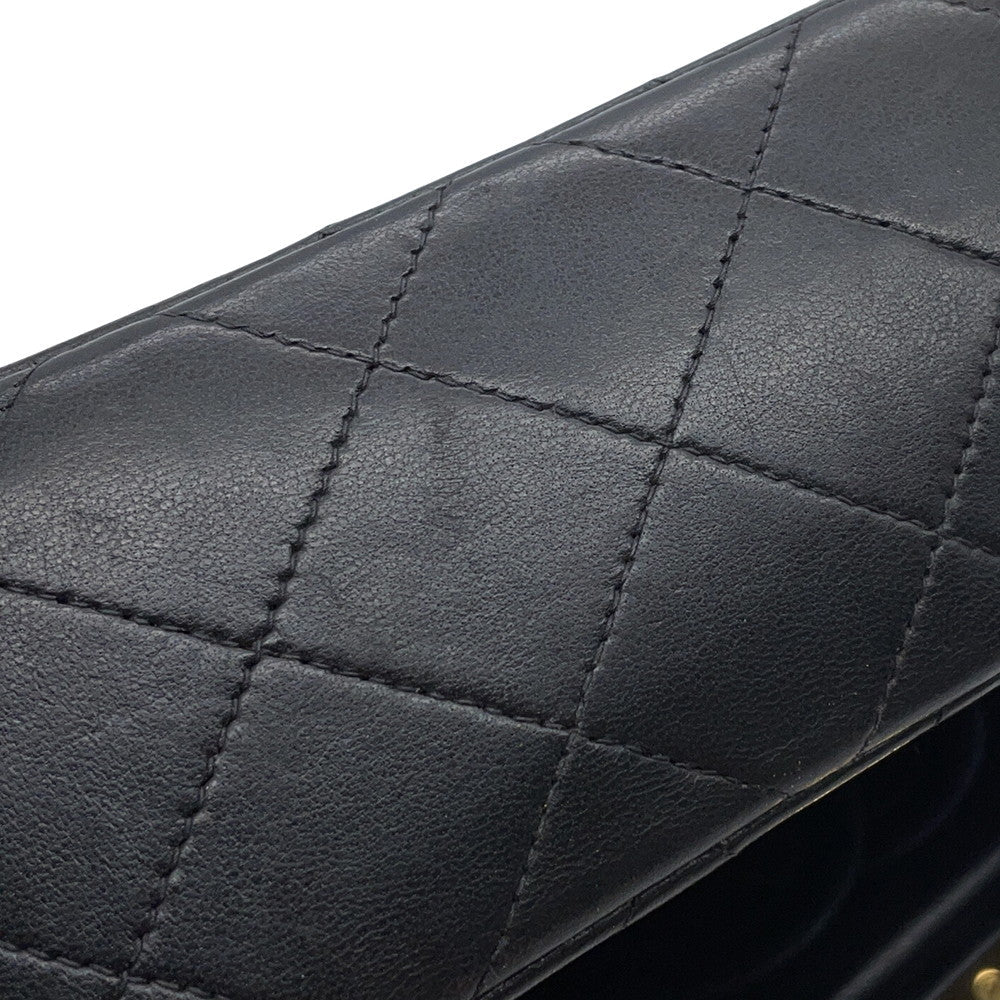 CHANEL Mini Matelasse ChainShoulder Bag Black Lambskin Size 18