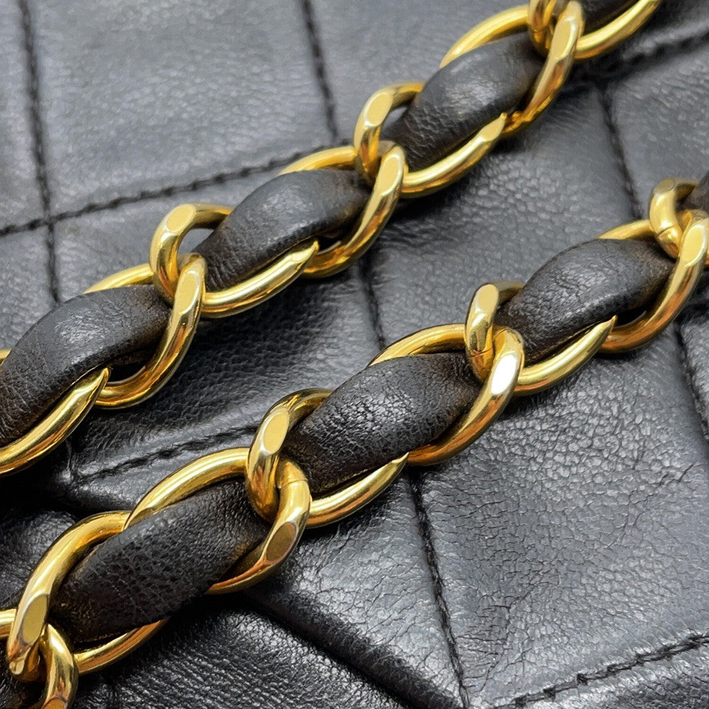 CHANEL Mini Matelasse ChainShoulder Bag Black Lambskin Size 18