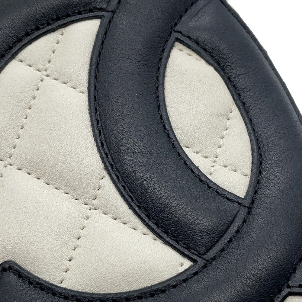 CHANEL Cambon line Shoulder Bag White/BlackA25178 Calf Leather Size Medium