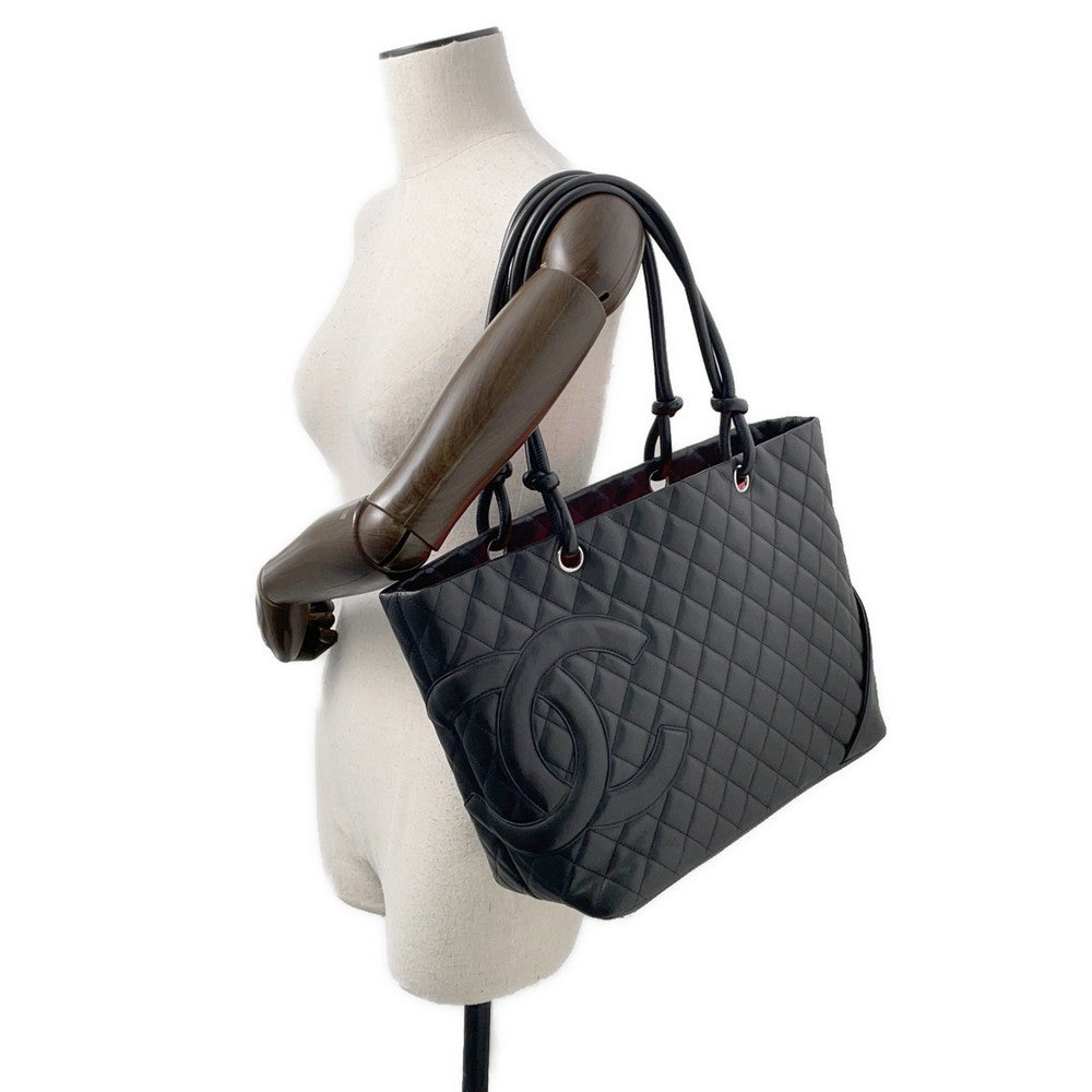 CHANEL Cambon line Tote Bag BlackA25169 Leather Size Large