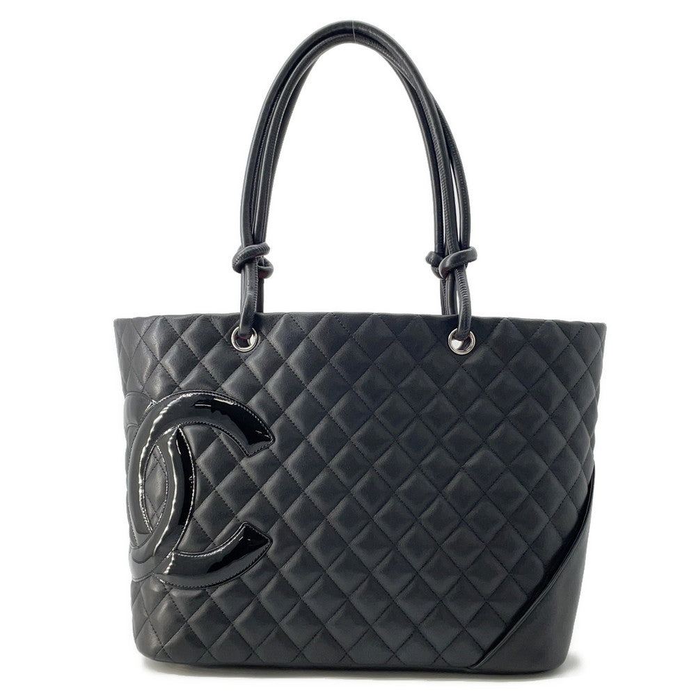 CHANEL Cambon line Tote Bag BlackA25169 Leather Patent Leather Size Large