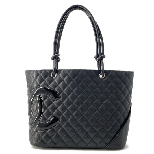 CHANEL Cambon line Tote Bag BlackA25169 Leather Patent Leather Size Large