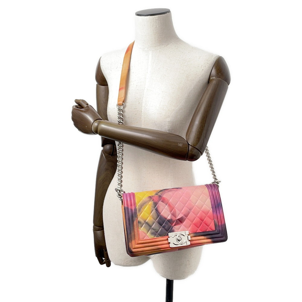 CHANEL Boy Chanel ChainShoulder Bag Pink/MulticolorA67086 Lambskin Size 25