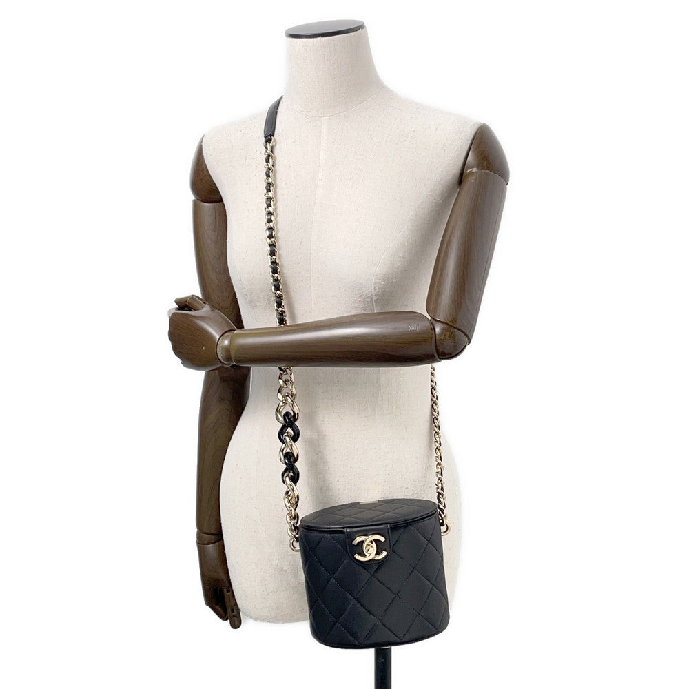 CHANEL Matelasse Chain vanity bag Black Lambskin