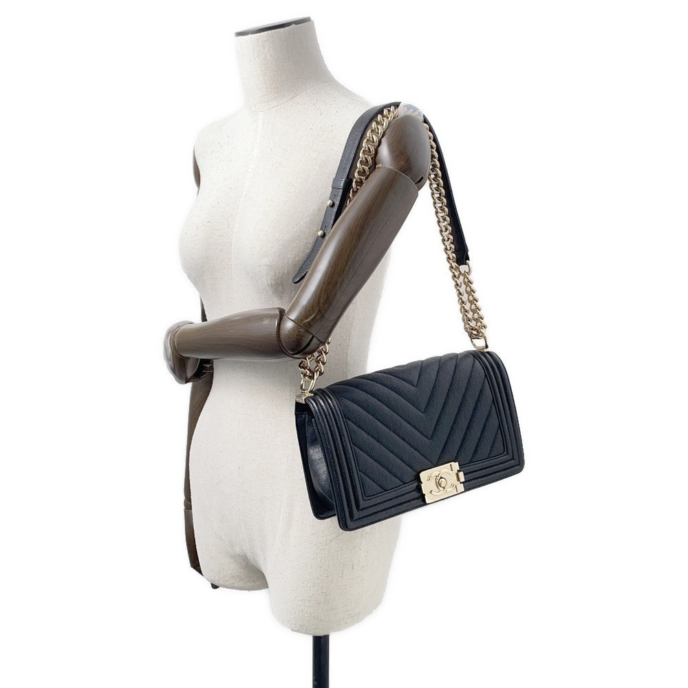 CHANEL Boy Chanel ChainShoulder Bag BlackA67086 Soft Caviar Leather Size 25