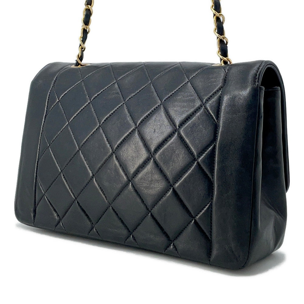 CHANEL Diana ChainShoulder Bag Black Lambskin Size 25