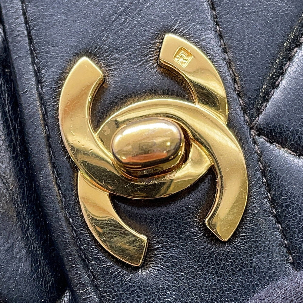 CHANEL Diana ChainShoulder Bag Black Lambskin Size 25