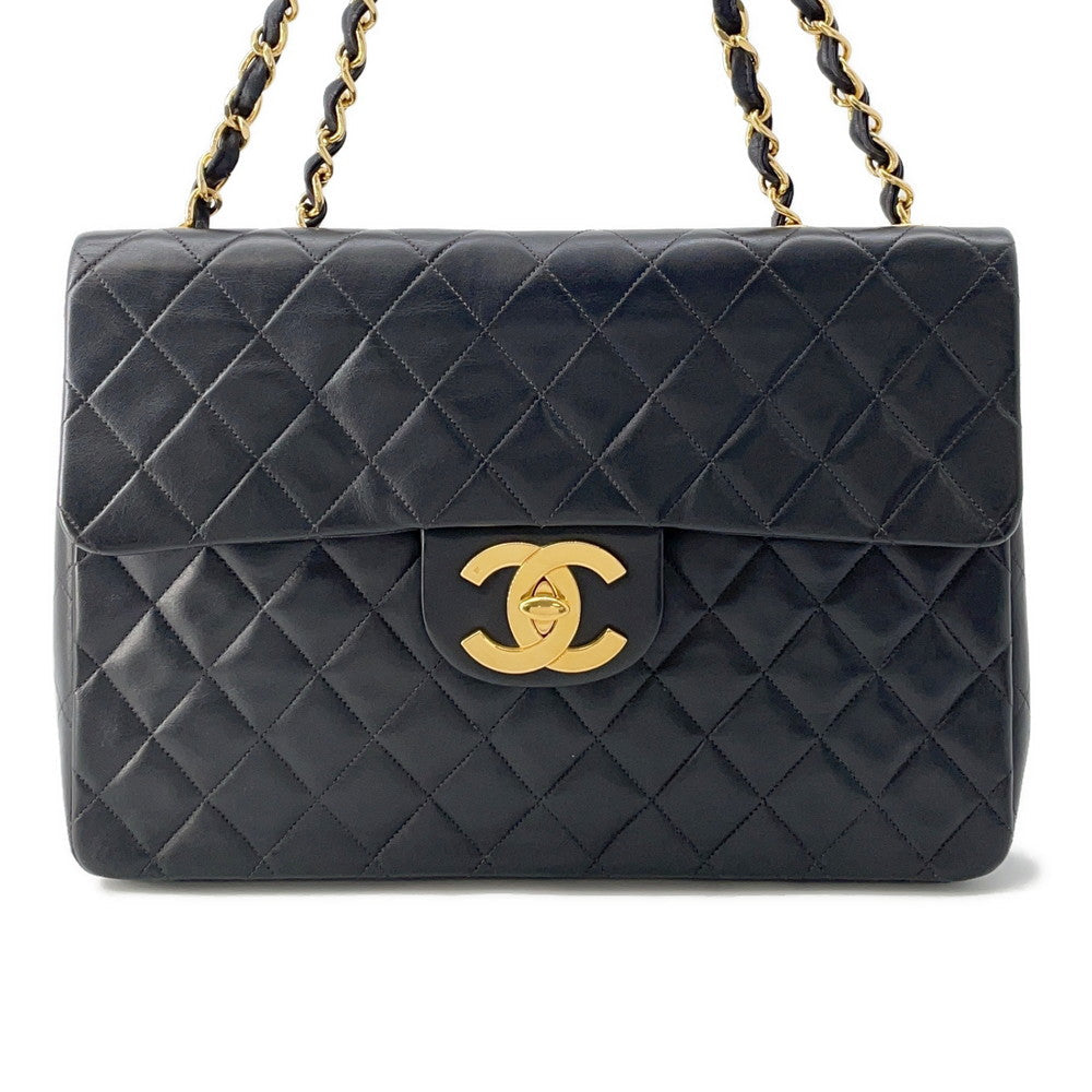 CHANEL Jumbo Matelasse ChainShoulder Bag BlackA01094 Lambskin Size 34