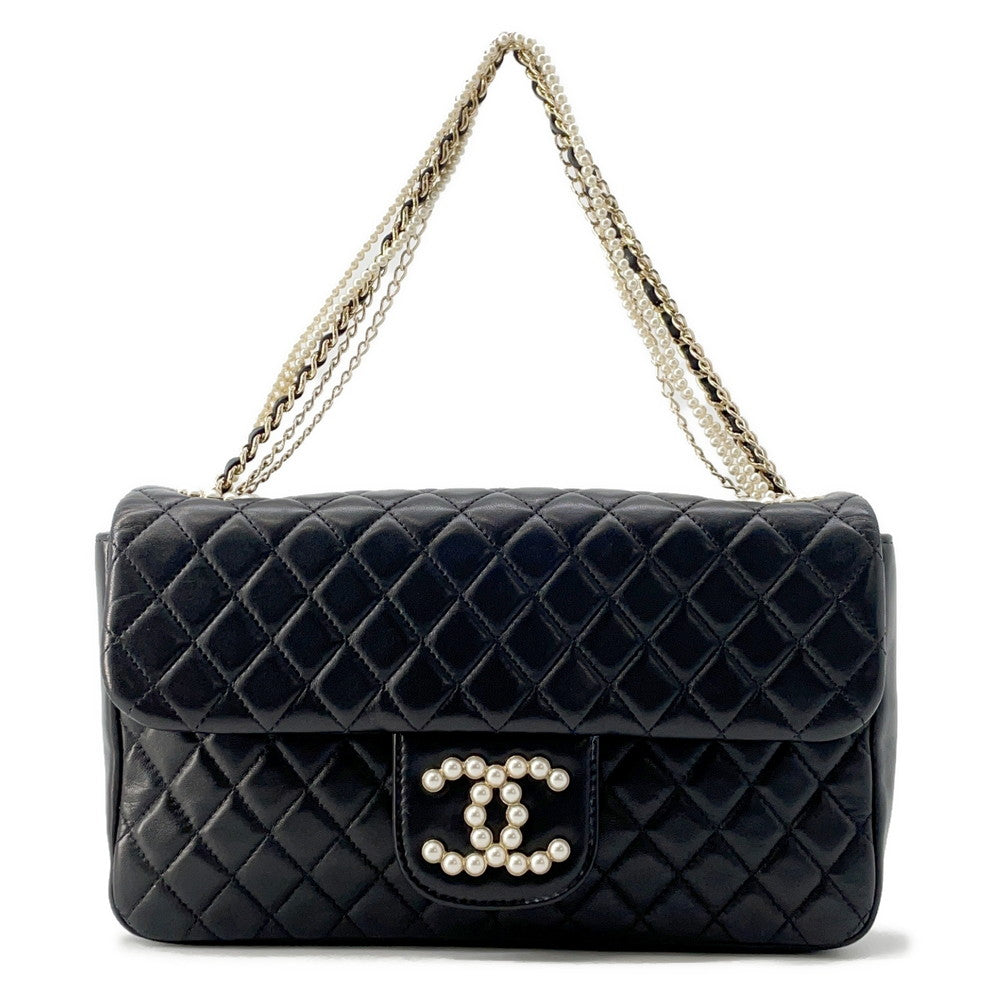 CHANEL Matelasse PearlCC Logo 4-chain ChainShoulder Bag BlackA39011 Lambskin