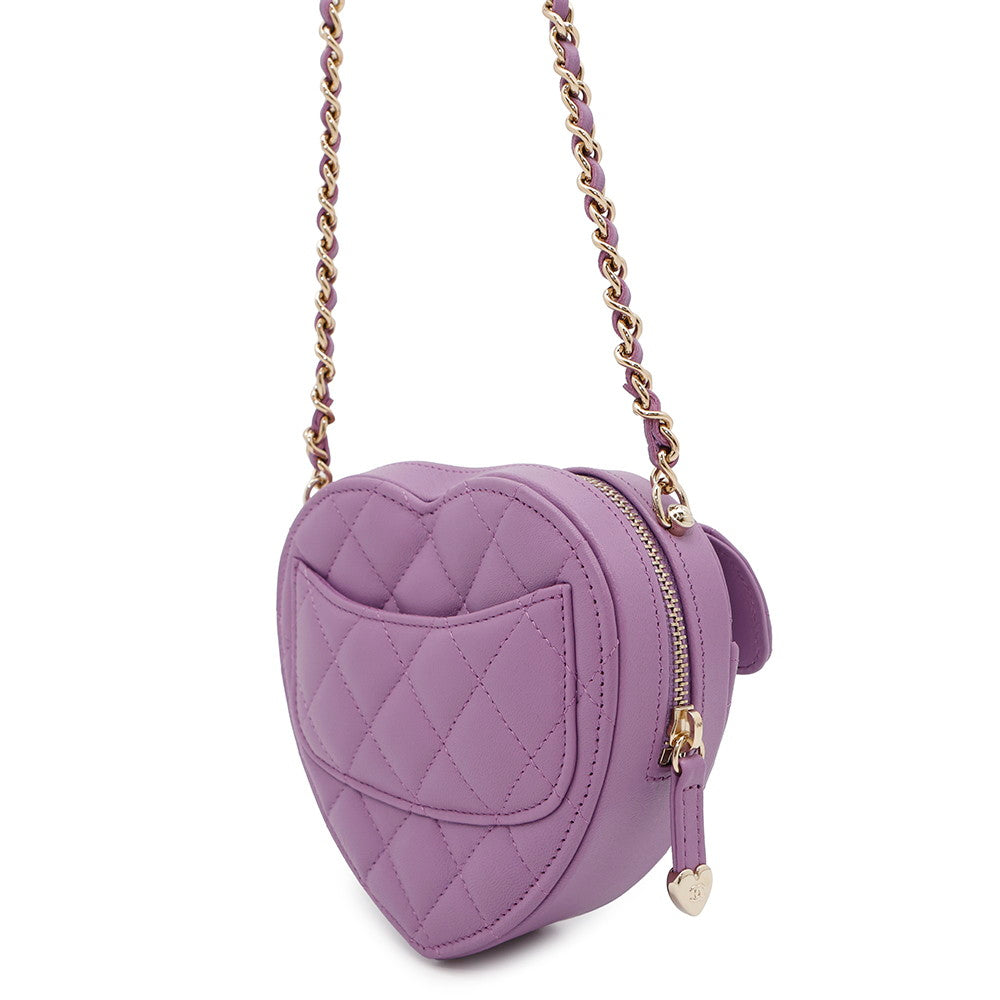 CHANEL Matelasse Heart ChainShoulderPouch PurpleAP2784 Lambskin
