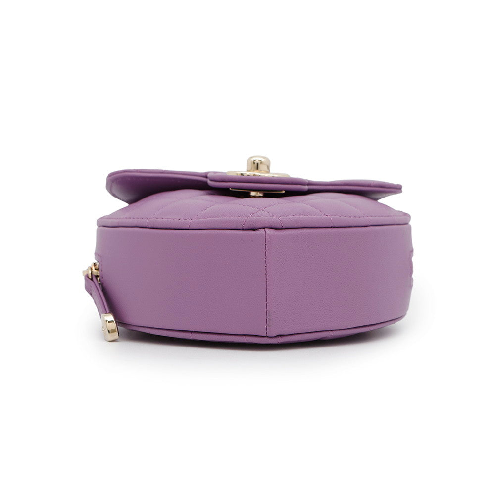 CHANEL Matelasse Heart ChainShoulderPouch PurpleAP2784 Lambskin