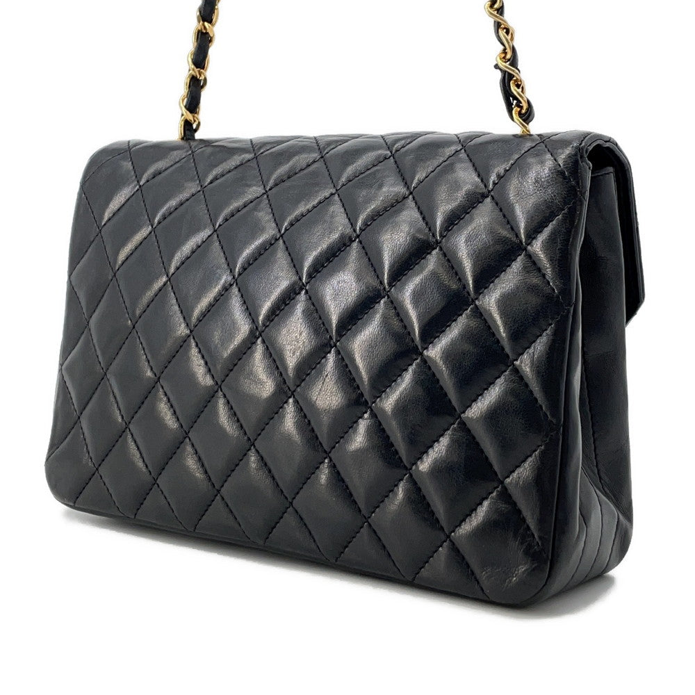 CHANEL Matelasse ChainShoulder Bag Black Lambskin