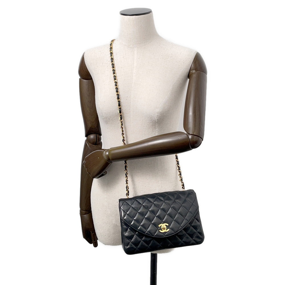 CHANEL Matelasse ChainShoulder Bag Black Lambskin