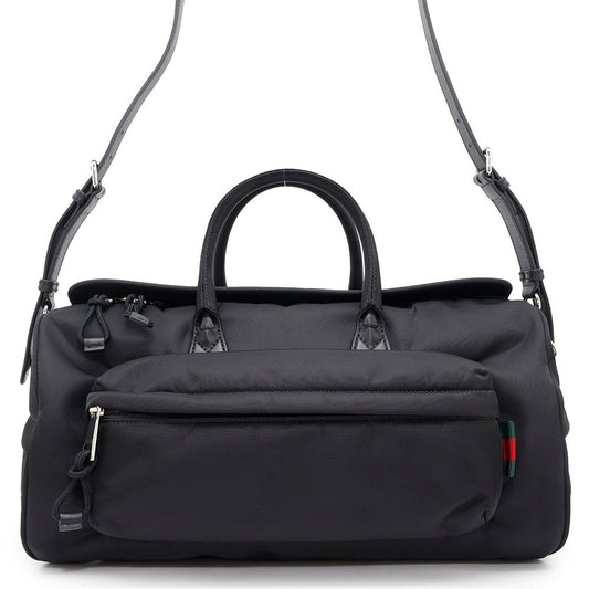 GUCCI Duffle Bag Black800185 Nylon Size Medium