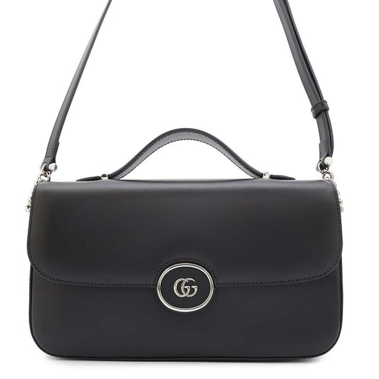 GUCCI PETITE GG 2WAYShoulder Bag Black739721 Calf Leather Size Small