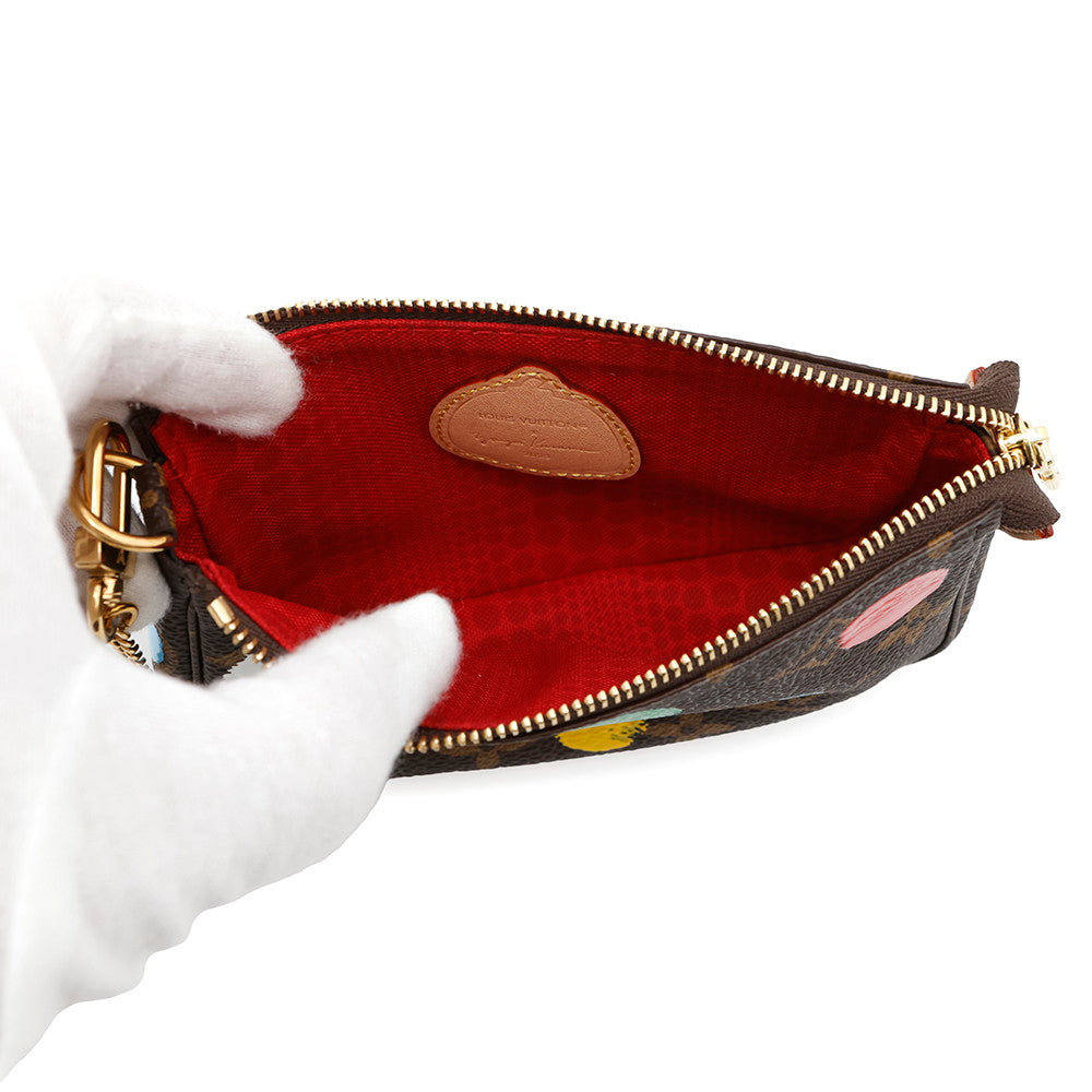 LOUIS VUITTON Mini Pochette Accessoires RedM81866 Monogram Painted Dot Size Mini