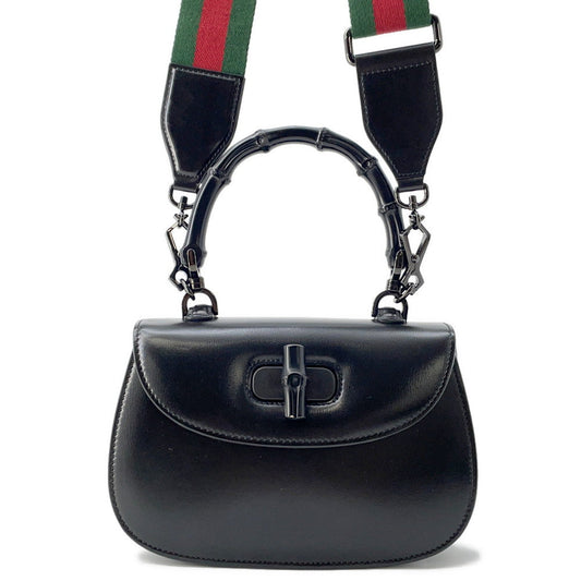 GUCCI Bamboo 1947 Top Handle Bag Black675797 Leather Size Small